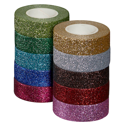 Artikelbild 3 für folia Glitter Tape Deko-Klebeband glänzend 15,0 mm x 5,0 m 10 Rollen, Artikelnummer 820542