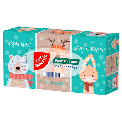 Artikelbild für GUT&GÜNSTIG Taschentücherbox 4-lagig weiß, 100 Tücher, Artikelnummer 990940