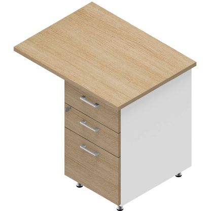 Artikelbild für Quadrifoglio Standcontainer weiß, eiche hell 3 Auszüge Kunststoff-Stangengriff weiß 80,0 x 60,0 x 75,0 cm, Artikelnummer 593184