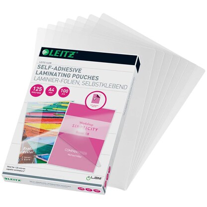 Artikelbild für LEITZ Laminierfolien glänzend für A4 125 micron selbstklebender Rücken, 100 St., Artikelnummer 394522