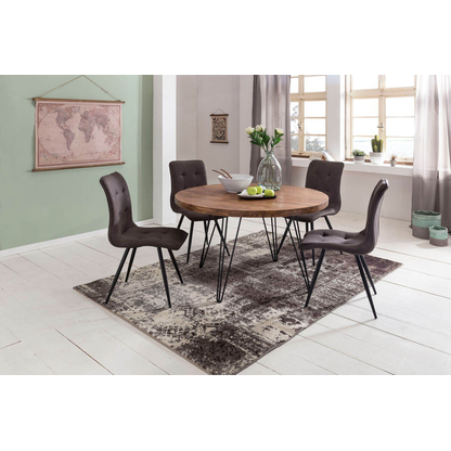 Artikelbild 3 für WOHNLING Esstisch sheesham rund, Haarnadelbeine schwarz, 120,0 x 120,0 x 78,0 cm, Artikelnummer 906047