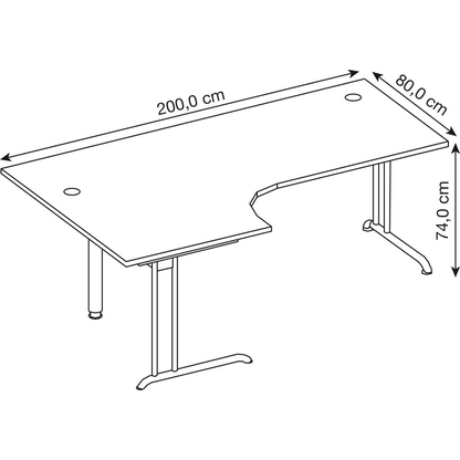 Artikelbild 2 für HAMMERBACHER Altus Schreibtisch ahorn L-Form, C-Fuß-Gestell silber 200,0 x 80,0/120,0 cm, Artikelnummer 963876