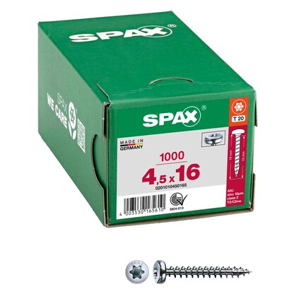 Artikelbild für SPAX® Universalschrauben T20 Halbrundkopf WIROX 0201010450165 4,5 mm x 16 mm, 1.000 St., Artikelnummer 395687