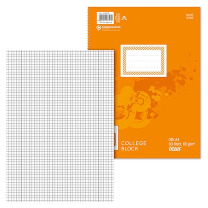 Artikelbild für Ursus Collegeblöcke Lineatur 28 kariert DIN A4 Innen- und Außenrand, 10 Blöcke, Artikelnummer 582023