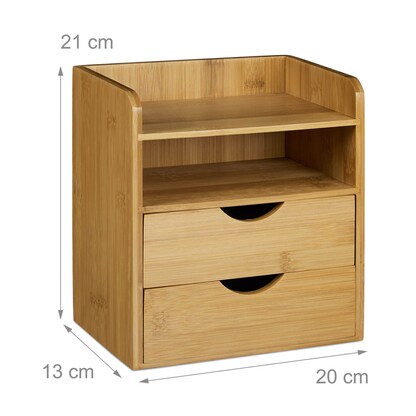 Artikelbild 3 für relaxdays Schreibtisch-Organizer braun Bambus 2 Schubladen, 2 Ablagen Fächer 20,0 x 13,0 x 21,0 cm, Artikelnummer 516522