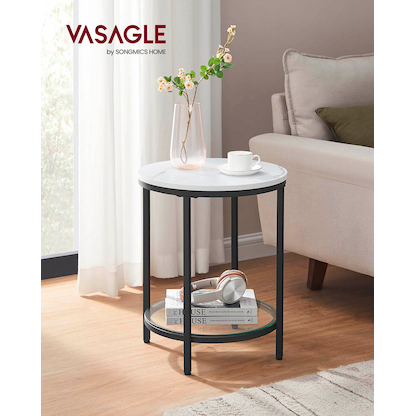 Artikelbild 6 für VASAGLE Beistelltisch rund Spanplatte weiß 45,0 x 45,0 x 55,0 cm, 1 St., Artikelnummer 290538