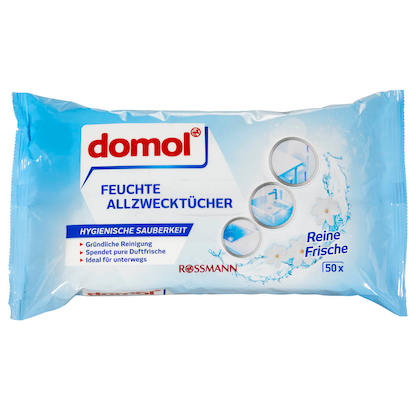 Artikelbild 3 für domol feuchte Allzweck-Reinigungstücher HYGIENISCHE SAUBERKEIT 1-lagig weiß, 50 Tücher, Artikelnummer 489704