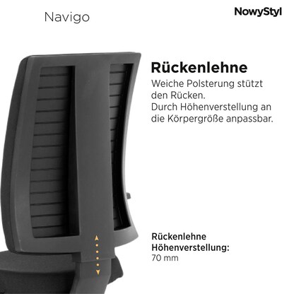 Artikelbild 6 für Nowy Styl Bürostuhl Navigo Stoff schwarz, Gestell chrom, Artikelnummer 615507