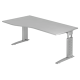 Artikelbild 1 für HAMMERBACHER US18 höhenverstellbarer Schreibtisch lichtgrau Trapezform, C-Fuß-Gestell silber 180,0 x 100,0 cm, Artikelnummer 860623