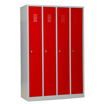Artikelbild 3 für Gürkan Spind lichtgrau, feuerrot 105038, 4 Schließfächer 117,0 x 50,0 x 180,0 cm, Artikelnummer 560065