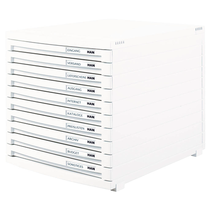 Artikelbild für HAN Schubladenbox Contur weiß 1510-12D, DIN B4 mit 10 Schubladen, 1 St., Artikelnummer 661717