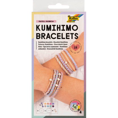 Artikelbild für folia Schmuck-Basteln-Set Flechtschnüre Kumihimo Bracelets Pastell mehrfarbig, Artikelnummer 130819