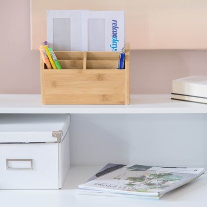 Artikelbild 4 für relaxdays Schreibtisch-Organizer braun Bambus 5 Fächer 22,0 x 10,0 x 15,0 cm, Artikelnummer 516536