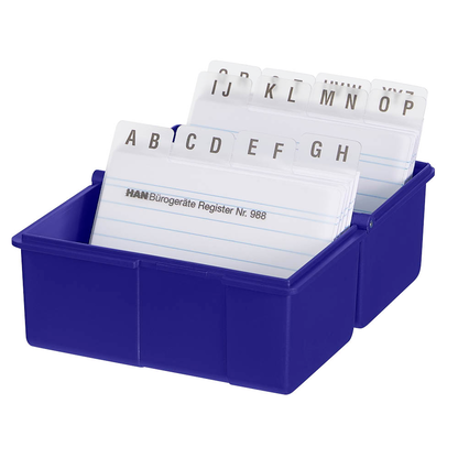 Artikelbild 4 für HAN A8 Karteikasten DIN A8 für 200 Karteikarten blau mit Deckel, Artikelnummer 244792