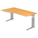 Artikelbild 1 für HAMMERBACHER US18 höhenverstellbarer Schreibtisch buche Trapezform, C-Fuß-Gestell silber 180,0 x 100,0 cm, Artikelnummer 861169