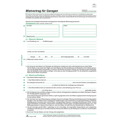 Artikelbild für RNK-Verlag 553/10 Mietverträge für Garagen, 10 St., Artikelnummer 622282