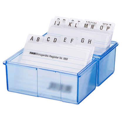 Artikelbild 4 für HAN A8 Karteikasten DIN A8 für 300 Karteikarten blau-transparent mit Deckel, Artikelnummer 458091