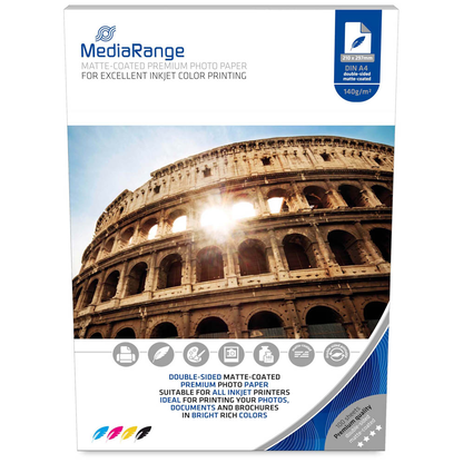 Artikelbild für MediaRange Fotopapier MRINK111 DIN A4 matt 140 g/qm 100 Blatt, Artikelnummer 312829