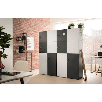 Artikelbild 7 für MÖBELPARTNER Spind Locked weiß 702029, 6 Schließfächer 90,8 x 40,7 x 185,2 cm, Artikelnummer 523107