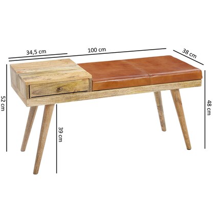 Artikelbild 2 für WOHNLING Sitzbank WL5.322 braun Leder 100,0 cm, Artikelnummer 545234