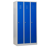 Artikelbild 1 für Gürkan Spind lichtgrau, enzianblau 105300, 3 Schließfächer 90,0 x 50,0 x 180,0 cm, Artikelnummer 559781