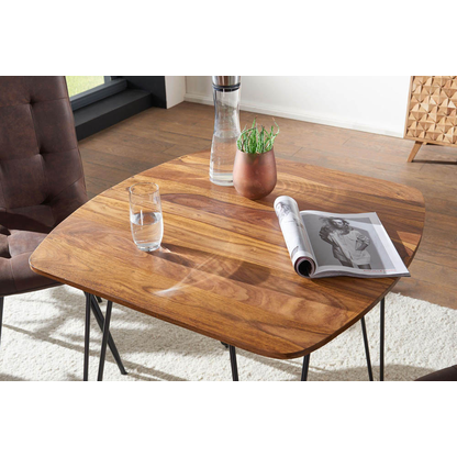 Artikelbild 5 für WOHNLING Esstisch sheesham quadratisch, Haarnadelbeine schwarz, 80,0 x 80,0 x 76,0 cm, Artikelnummer 907111