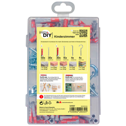 Artikelbild 4 für fischer easyDIY Box Kinderzimmer 541507 Dübel- und Schrauben-Sortiment, 133-teilig, Artikelnummer 480139