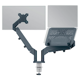 Artikelbild 1 für LEITZ Laptop-Monitor-Halterung Ergo 65380089 dunkelgrau für 1 Monitor und 1 Laptop, Tischklemme, Artikelnummer 103749