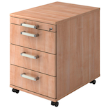Artikelbild 1 für HAMMERBACHER Solid AC30 Rollcontainer nussbaum 4 Auszüge 42,8 x 58,0 x 59,0 cm, Artikelnummer 399372