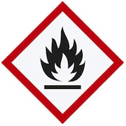 Gefahren-Piktogramm mit Flamme in schwarzer Farbe: Kennzeichnung für entzündliche Stoffe.