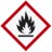 Gefahren-Piktogramm mit Flamme in schwarzer Farbe: Kennzeichnung für entzündliche Stoffe.