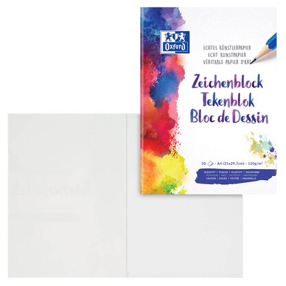 Artikelbild für OXFORD Zeichenblock Schule DIN A4 120 g/qm, 20 Blatt, 1 Block, Artikelnummer 784227