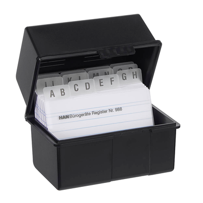 Artikelbild für HAN A8 Karteikasten DIN A8 für 200 Karteikarten schwarz mit Deckel, Artikelnummer 244785