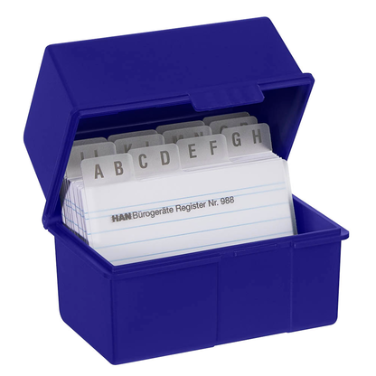 Artikelbild für HAN A8 Karteikasten DIN A8 für 200 Karteikarten blau mit Deckel, Artikelnummer 244792
