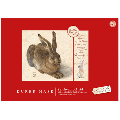 Artikelbild 2 für Edition Dürer Zeichenblock Dürer Hase DIN A4 100 g/qm, 18 Blatt, 1 Block, Artikelnummer 623793