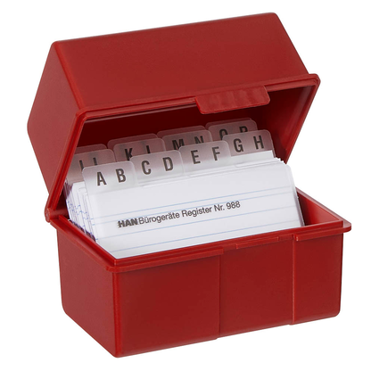 Artikelbild für HAN A8 Karteikasten DIN A8 für 200 Karteikarten rot mit Deckel, Artikelnummer 244804