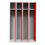 Artikelbild 1 für Gürkan Spind lichtgrau, feuerrot 105038, 4 Schließfächer 117,0 x 50,0 x 180,0 cm, Artikelnummer 560065