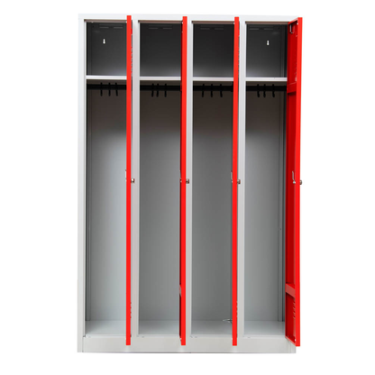 Artikelbild für Gürkan Spind lichtgrau, feuerrot 105038, 4 Schließfächer 117,0 x 50,0 x 180,0 cm, Artikelnummer 560065