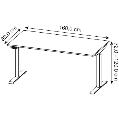 Artikelbild 2 für GERMANIA Agenda Home höhenverstellbarer Schreibtisch grandson-eiche rechteckig, T-Fuß-Gestell schwarz 160,0 x 80,0 cm, Artikelnummer 385282