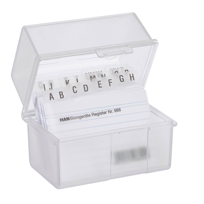 Artikelbild für HAN A8 Karteikasten DIN A8 für 200 Karteikarten transparent mit Deckel, Artikelnummer 884882