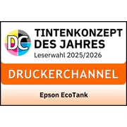 Auszeichnung: Tintenkonzept des Jahres, Leserwahl 2025/2026 von Druckerchannel, Produkt Epson EcoTank.