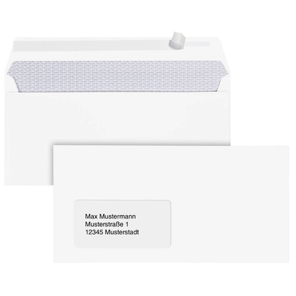 Artikelbild für BONG Briefumschläge TopSTAR DIN lang mit Fenster hochweiß haftklebend 250 St., Artikelnummer 121210