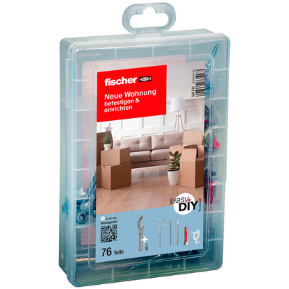 Artikelbild für fischer easyDIY Box Neue Wohnung 547212 Dübel- und Schrauben-Sortiment, 76-teilig, Artikelnummer 480149