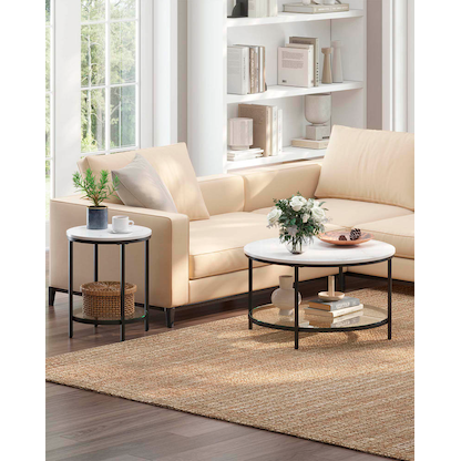 Artikelbild 5 für VASAGLE Beistelltisch rund Spanplatte weiß 45,0 x 45,0 x 55,0 cm, 1 St., Artikelnummer 290538