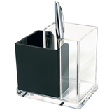Artikelbild 1 für WEDO Stiftehalter Exklusiv glasklar/schwarz Acryl 2 Fächer 12,0 x 8,5 x 10,0 cm, Artikelnummer 270199