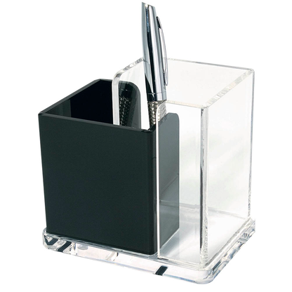Artikelbild für WEDO Stiftehalter Exklusiv glasklar/schwarz Acryl 2 Fächer 12,0 x 8,5 x 10,0 cm, Artikelnummer 270199