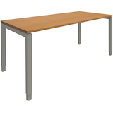 Artikelbild 1 für fm Sidney höhenverstellbarer Schreibtisch buche rechteckig, 4-Fuß-Gestell Quadratrohr silber 180,0 x 80,0 cm, Artikelnummer 353332