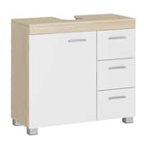VASAGLE Waschbeckenunterschrank weiß-eiche 70,0 x 30,0 x 64,0 cm ++ büroplus