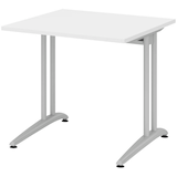 Artikelbild 1 für HAMMERBACHER BS08 Schreibtisch weiß quadratisch, C-Fuß-Gestell silber 80,0 x 80,0 cm, Artikelnummer 860142
