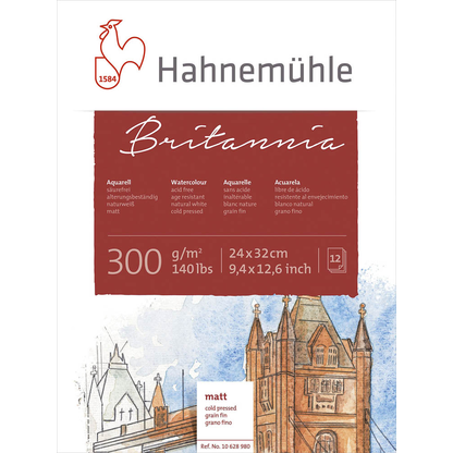 Artikelbild 2 für HAHNEMÜHLE Aquarellblock Britannia 24,0 x 32,0 cm 300 g/qm, 12 Blatt, 1 Block, Artikelnummer 884268